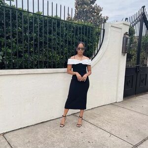 Rebecca Vallance | Black & White Midi Dress | Medium